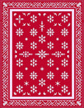 Red Snowflake Border Pattern Rug
