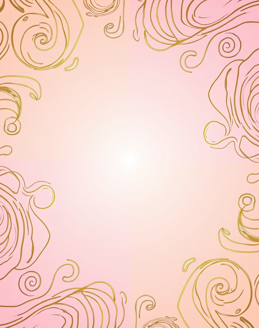 Elegant Gold Swirl Soft Rose Design Rug