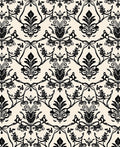Classic Black Damask Floral Pattern Rug
