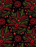 Bold Red Green Floral Pattern Rug