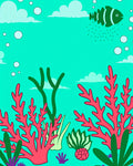 Underwater Coral Fish Scene Design Rug