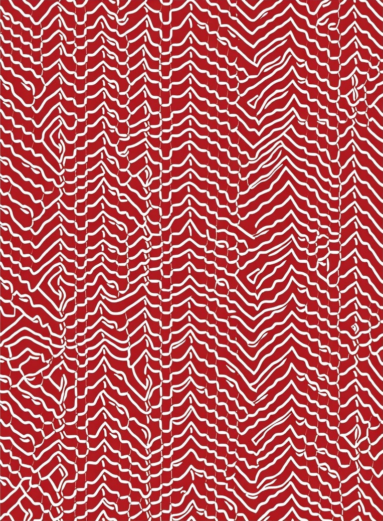 Wavy Chevron Red Stripe Pattern Rug