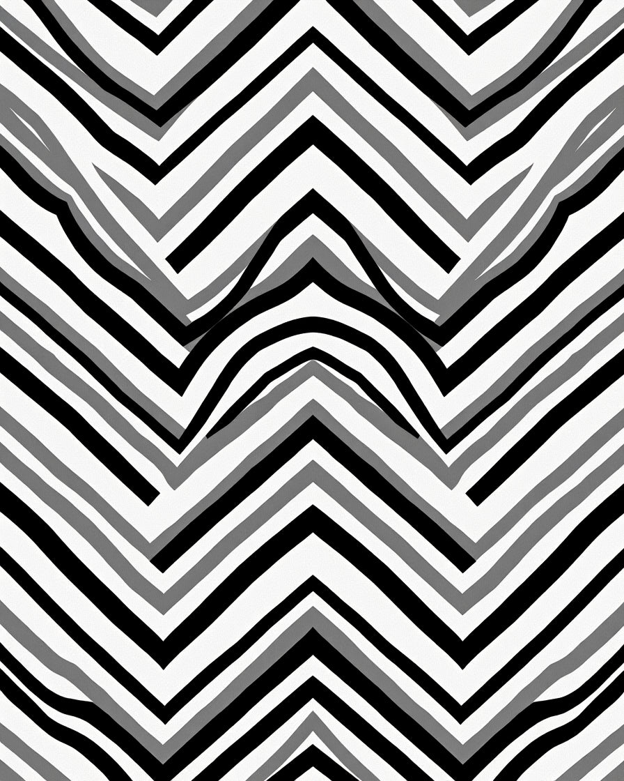 Monochrome Zigzag Wave Pattern Rug