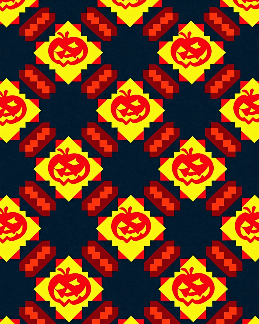 Jack O Lantern Pixel Pattern Rug