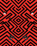 Red and Black Geometric Bow Pattern Rug