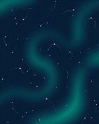 Dark Teal Starry Night Constellation Rug