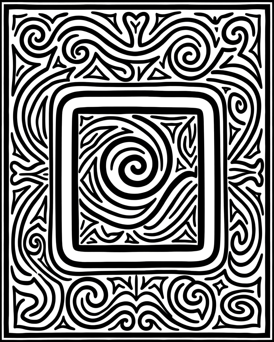 Bold Swirls Triangles Square Design Rug