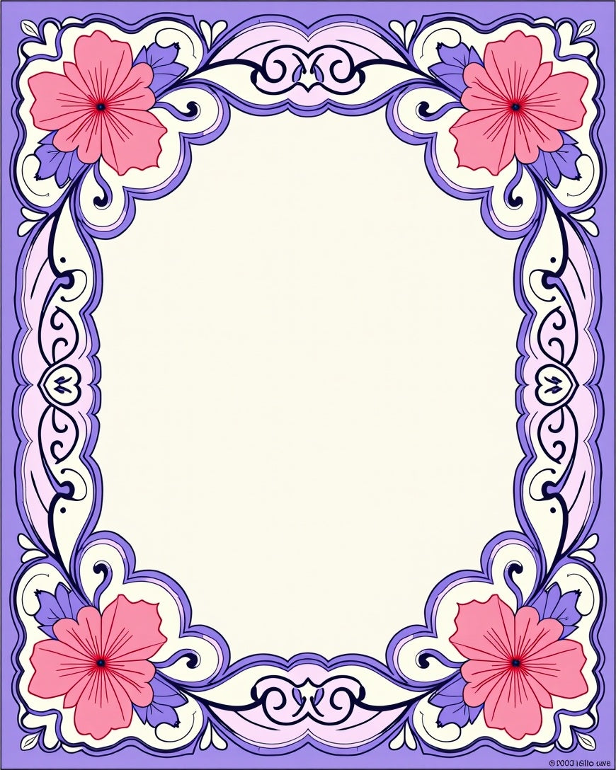 Floral Swirl Pastel Vintage Frame Design Rug