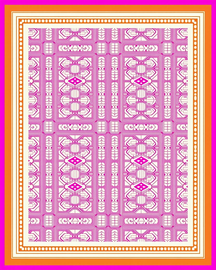 Pink geometric trellis medallion Rug