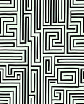 Abstract Black And White Maze Pattern Rug