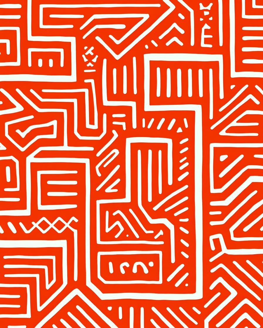 Bold Labyrinth Geometric Abstract Design Rug