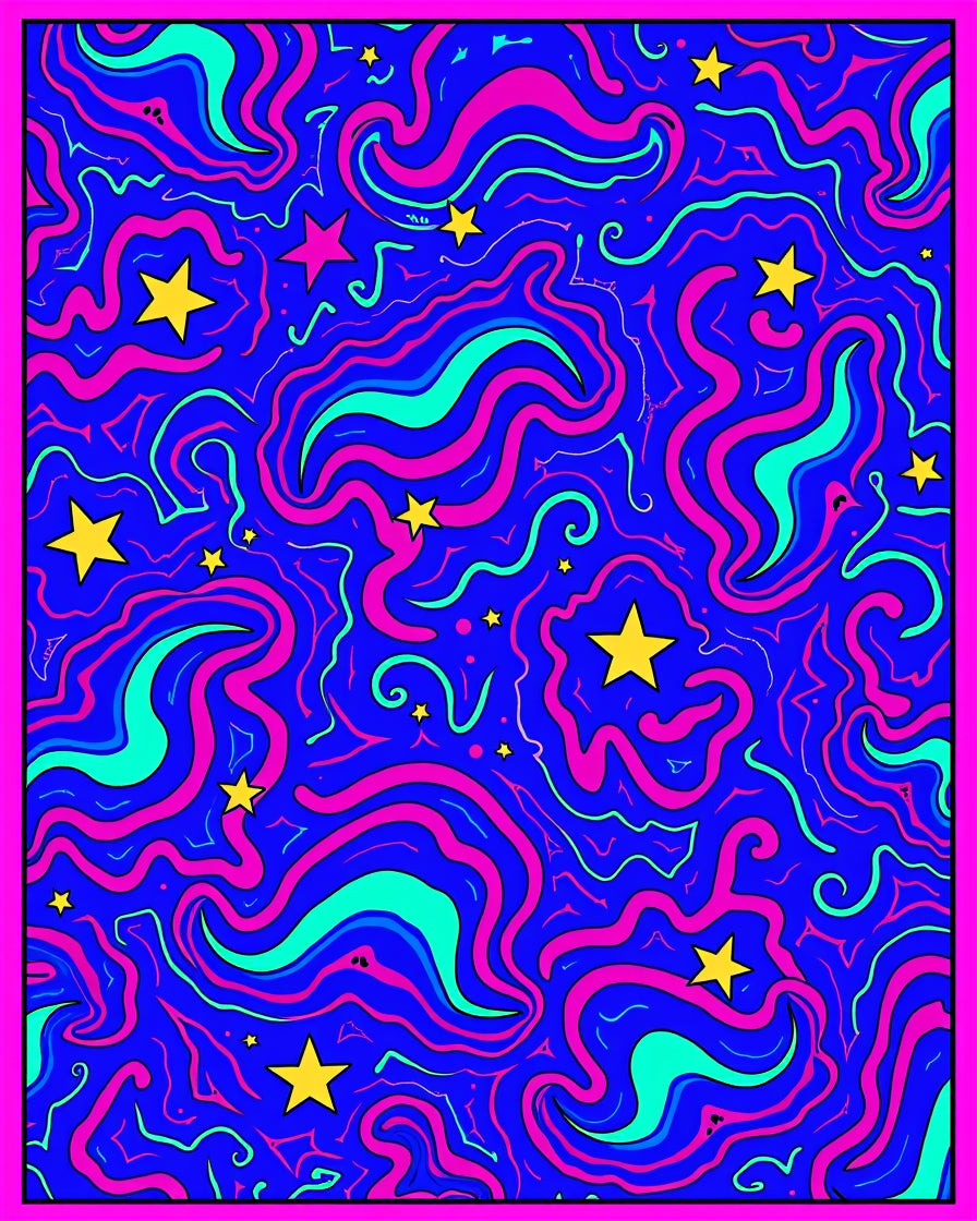 Retro Swirling Stars Pattern Rug