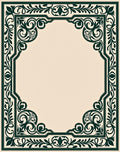 Dark Green Floral Scroll Work Frame Rug