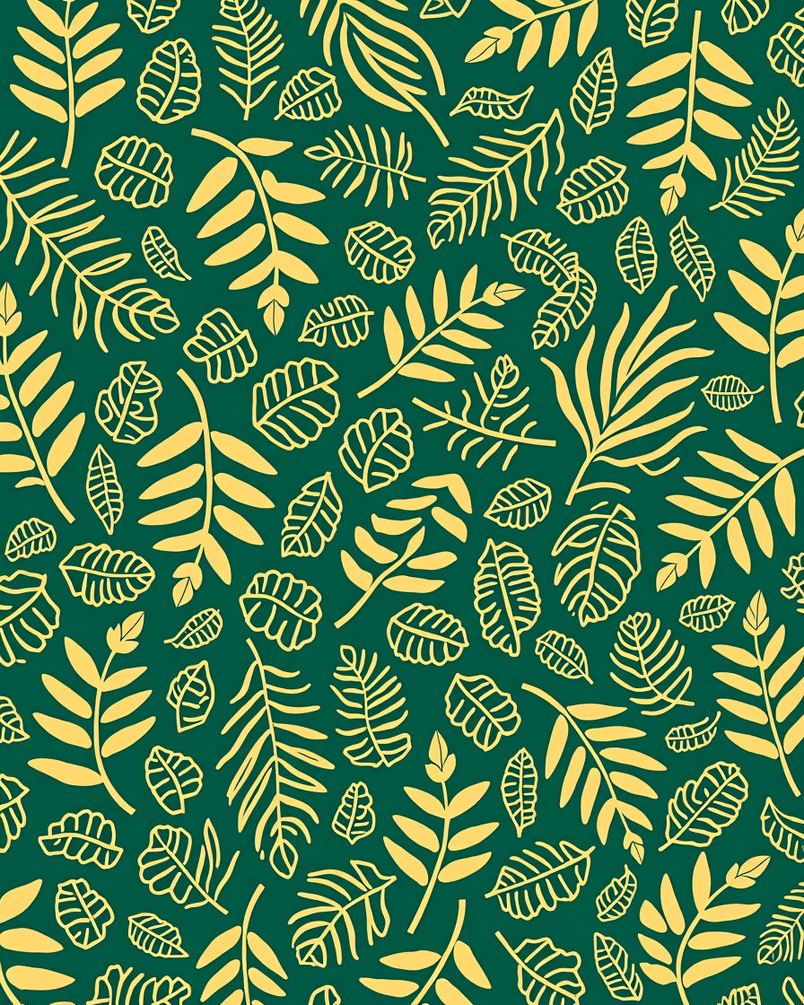 Leaf Pattern Botanical Gold Design Rug