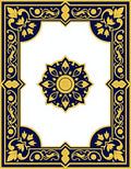 Elegant Blue Gold Floral Medallion Rug