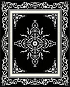 Classic Floral Inlay Black and Ivory Rug