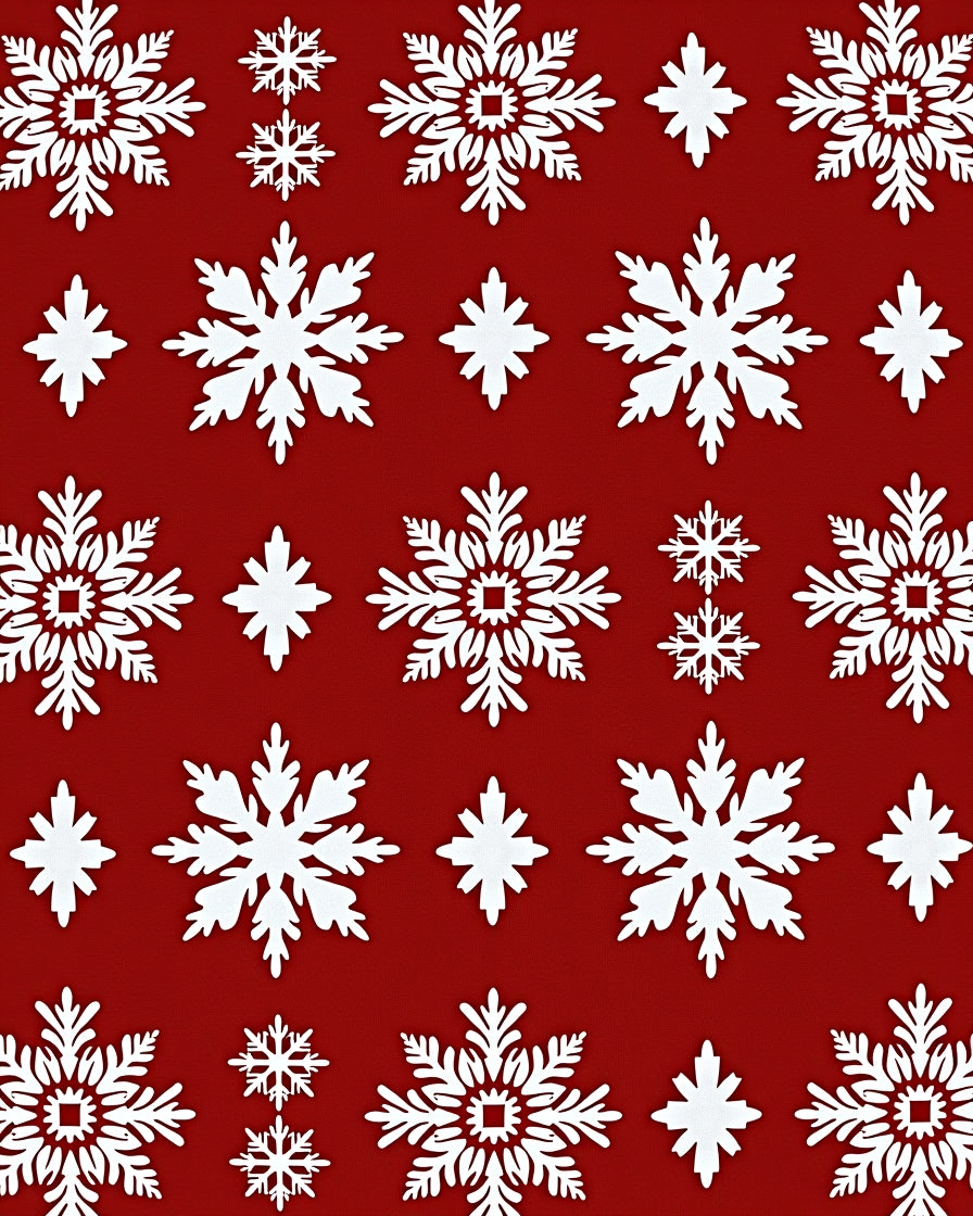 White Snowflakes On Red Background Rug