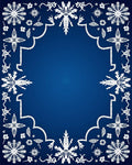 Deep Blue Snowflake Garden Frame Rug