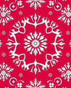 Crimson White Intricate Snowflake Design Rug