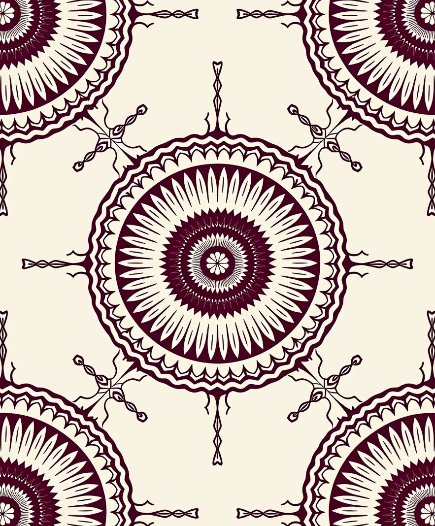 Vintage Floral Sunburst Mandala Rug