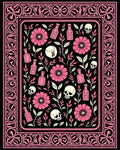 Pink Floral Skull Bottle Pattern Rug