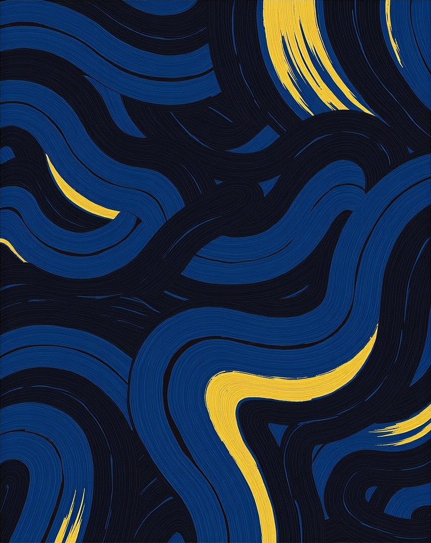 Blue Yellow Swirl Pattern Rug