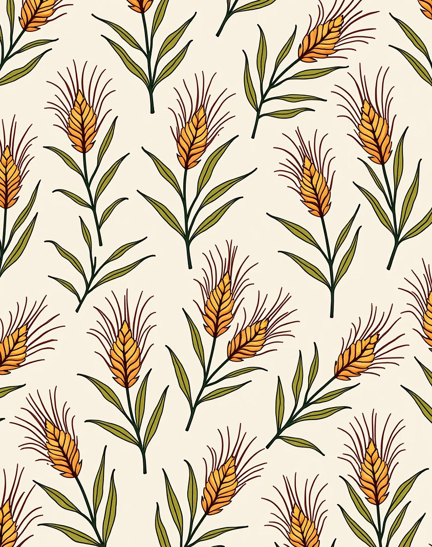 Golden Wheat Stalk Pattern Design Rug