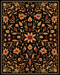 Ornate Floral Vines Traditional Pattern Rug