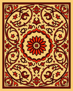 Crimson Floral Swirl Ornament Rug