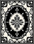 Black Cream Traditional Floral Medallion Rug
