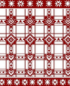Crimson White Geometric Heart Pattern Rug