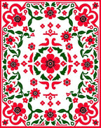 Red Floral Vine Pattern Rug