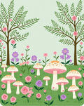 Whimsical Forest Mushroom Flower Garden Design Rug