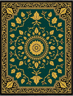 Emerald Golden Leaf Medallion Rug