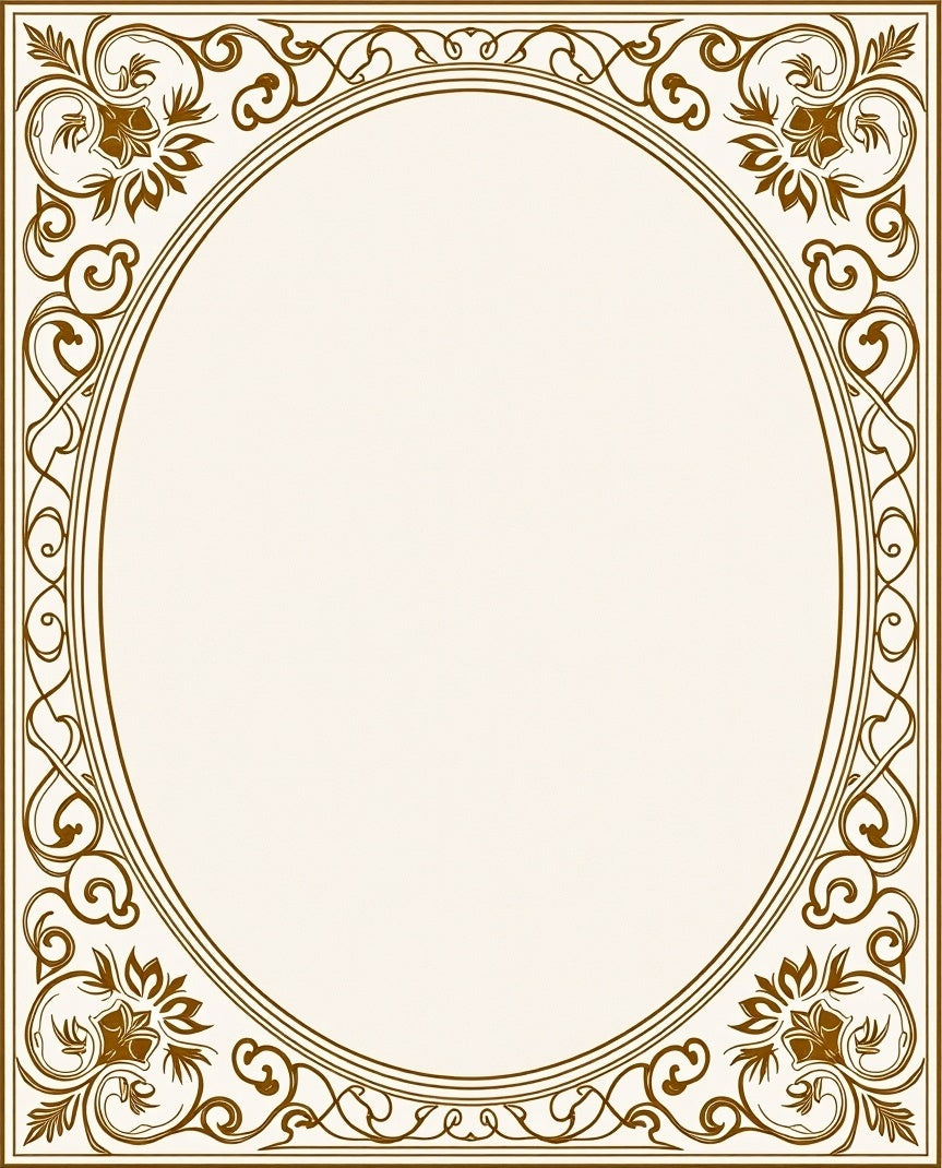 Ornate Gold Floral Scrollwork Rug