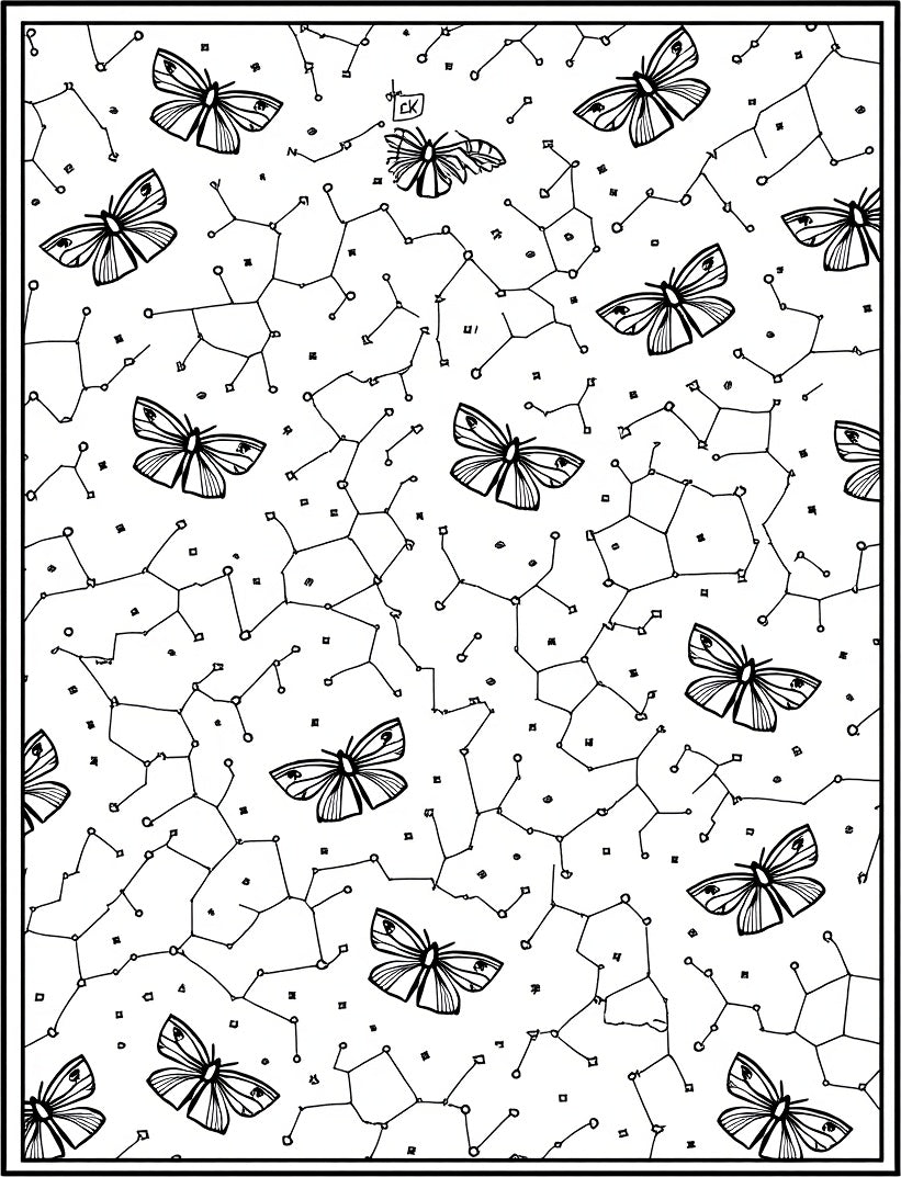 Butterfly And Constellation Pattern Rug