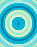 Concentric Circles Blue Yellow Rug
