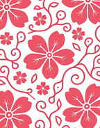 Charming Coral Floral Vine Pattern Rug