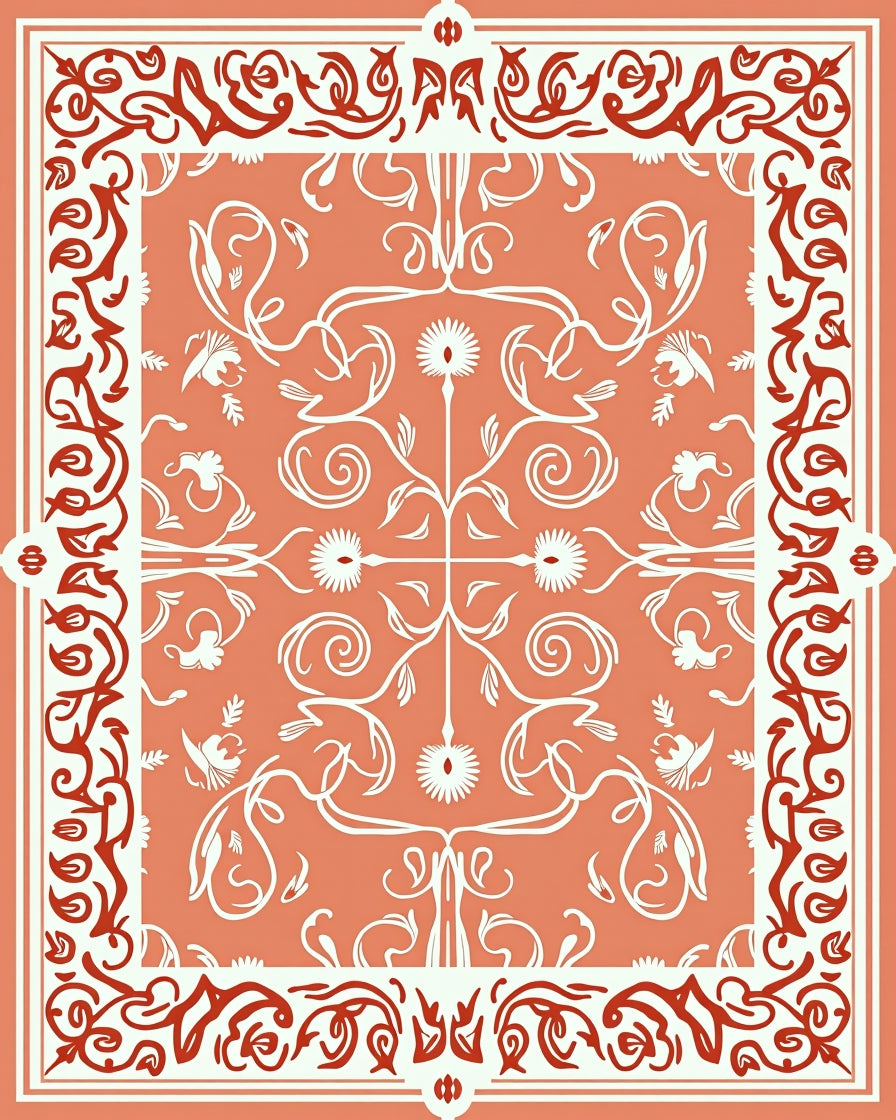 Ornate Floral Vine Pattern Rug