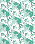Abstract Teal Geometric Cat Pattern Rug