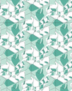 Abstract Teal Geometric Cat Pattern Rug