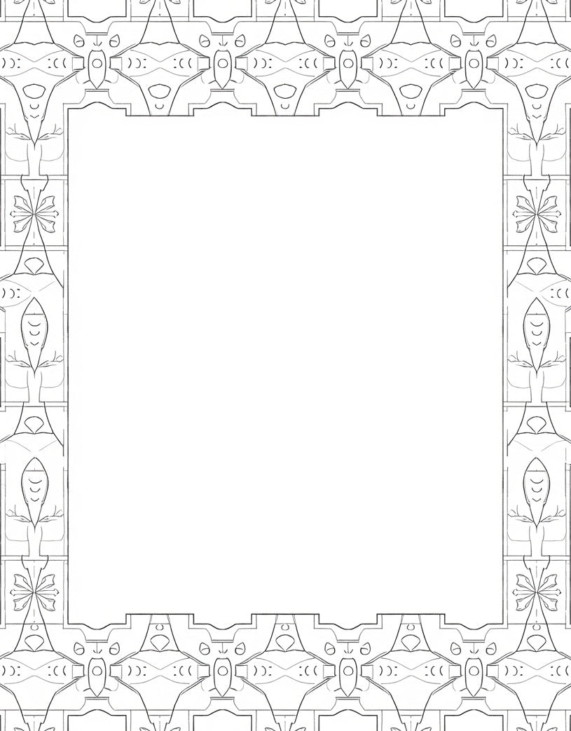 Ornate Geometric Mirror Frame Pattern Rug
