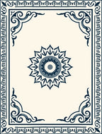 Ornate Floral Scroll Border Design Rug