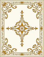 Elegant Golden Swirls Motif Rug