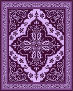 Ornate Violet Floral Patterned Rug