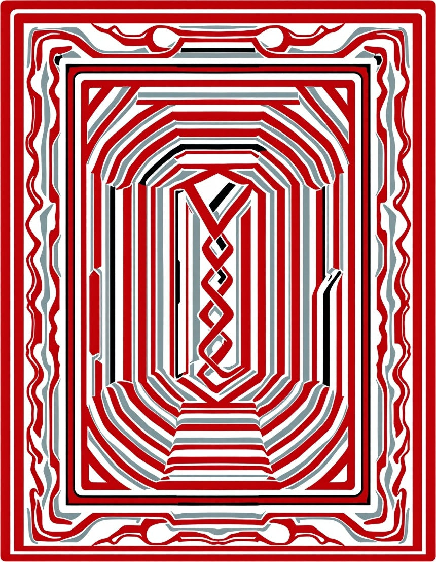 Red Stripped Abstract Geometric Design Rug