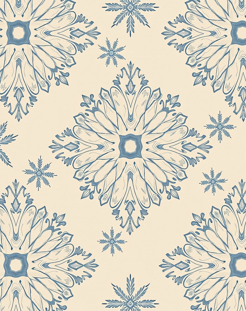 Intricate Blue Floral Mandala Pattern Rug