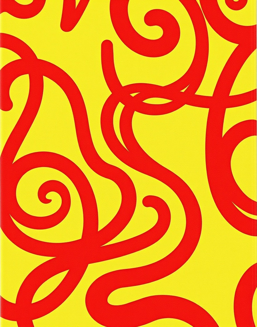Bright Yellow Red Swirl Pattern Rug