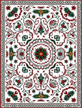 Folk Art Floral Geometric Pattern Rug
