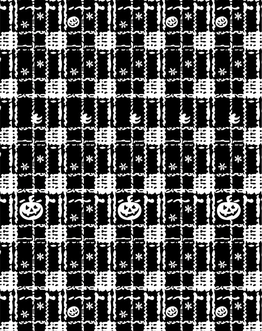 Black White Plaid Pumpkin Pattern Rug